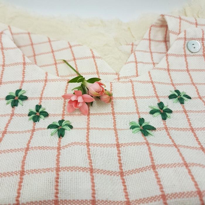 70's style girl's linen blouse - MENAAL-1 - MajulaHandmade