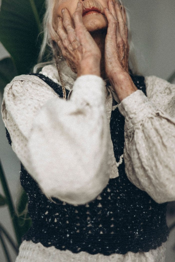 80's style women's blouse/ FOLK natural linen - MajulaHandmade