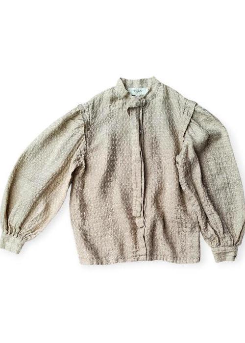 80's style women's blouse/ FOLK natural linen - MajulaHandmade