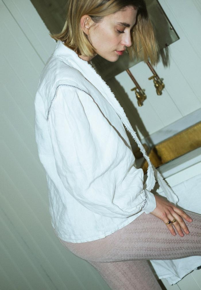 80's style women's blouse - FOLK white - MajulaHandmade