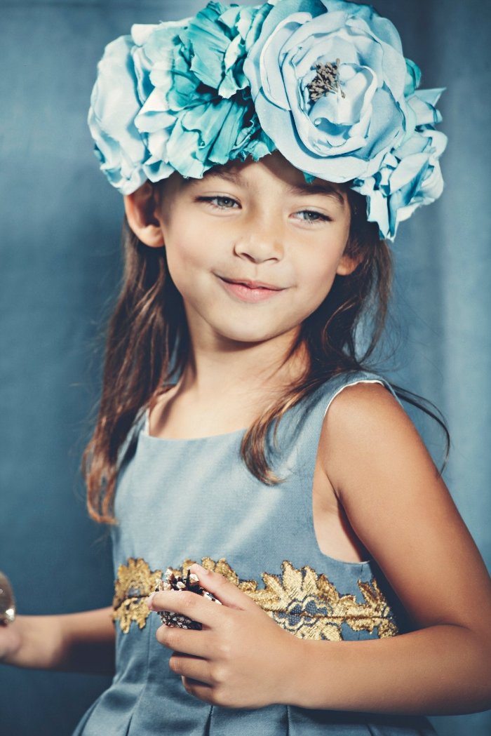 A unique silk flower crown - OCEAN BLUE-1 - MajulaHandmade