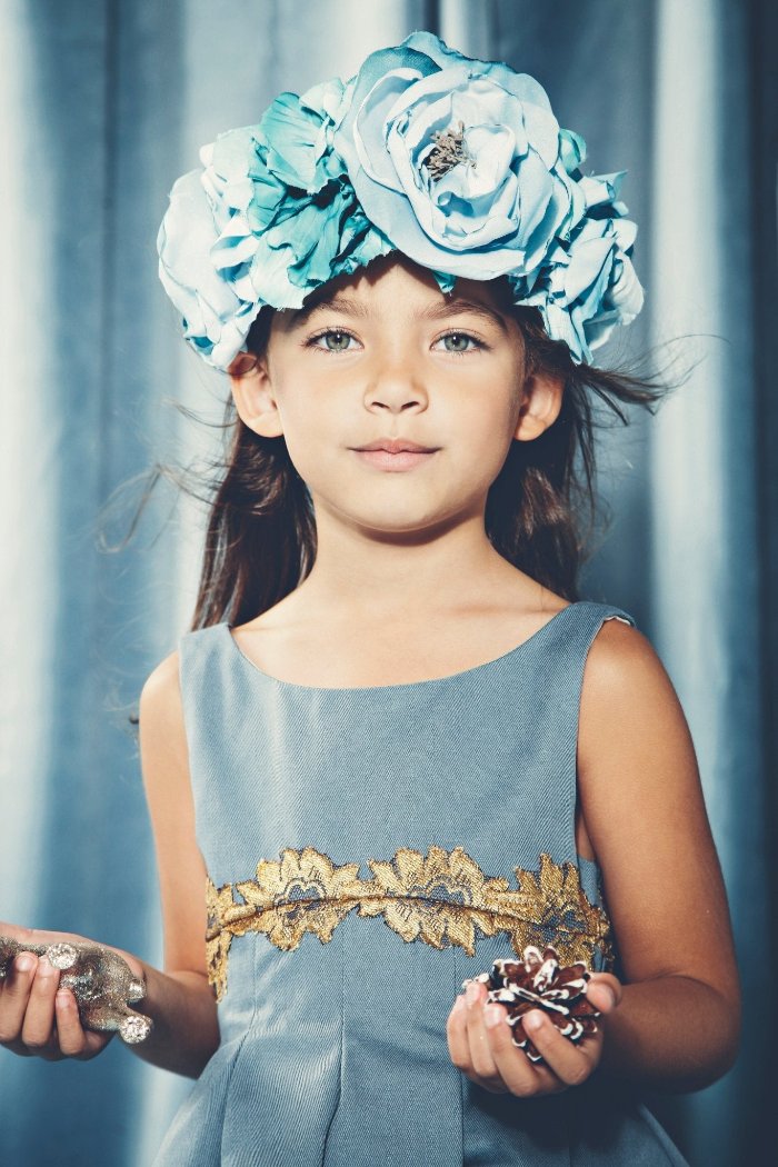 A unique silk flower crown - OCEAN BLUE-3 - MajulaHandmade