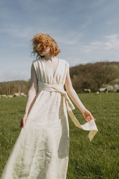 Backless long milky white dress