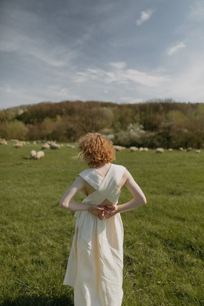 Backless long linen dress-4 - MajulaHandmade