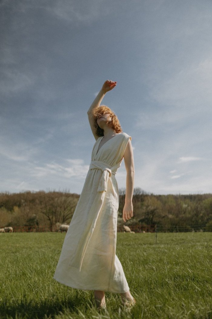Backless long linen dress-6 - MajulaHandmade
