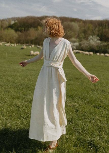 Backless long linen dress- MajulaHandmade