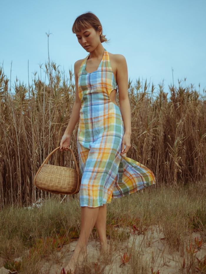 Backless plaid dress - Breeze-Majulahandmade 2