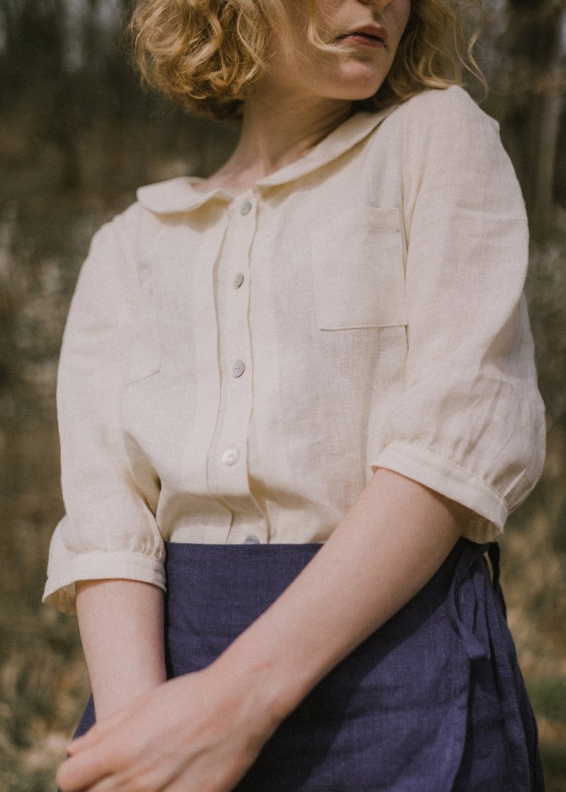 Charlotte retro blouse with a Bermuda collar - MajulaHandmade