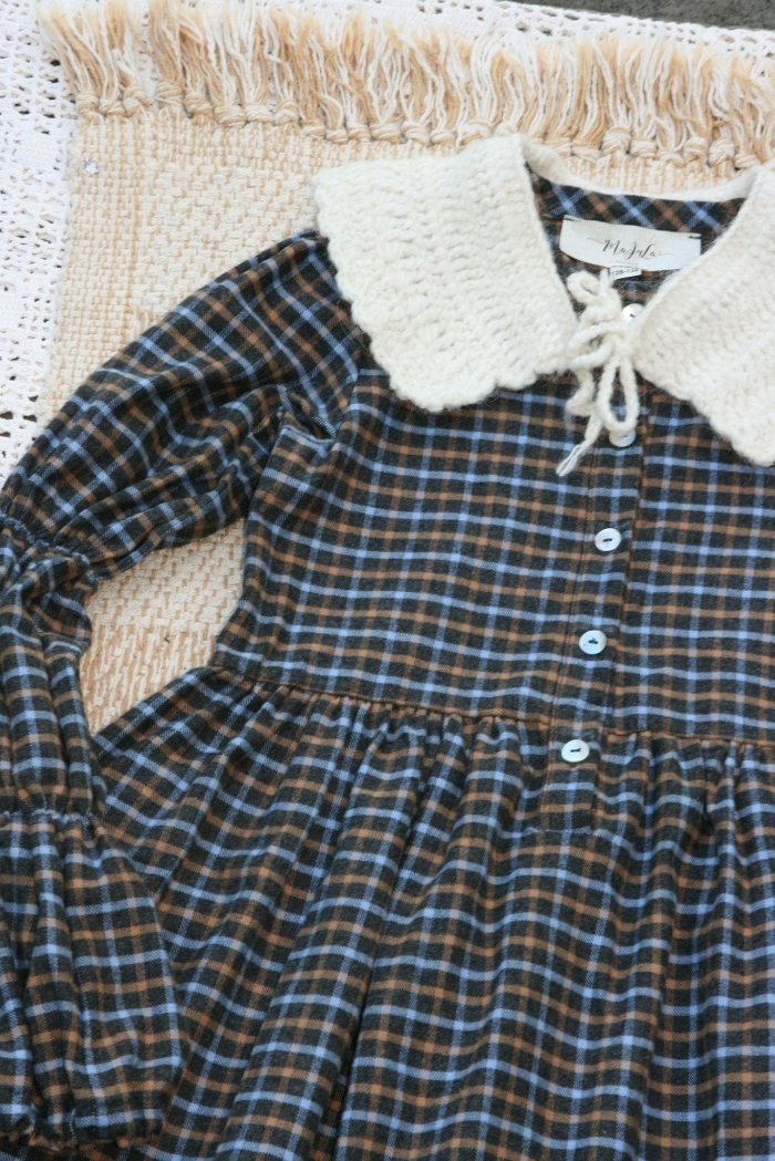 Checkered soft cotton dress - DANTE-2- MajulaHandmade