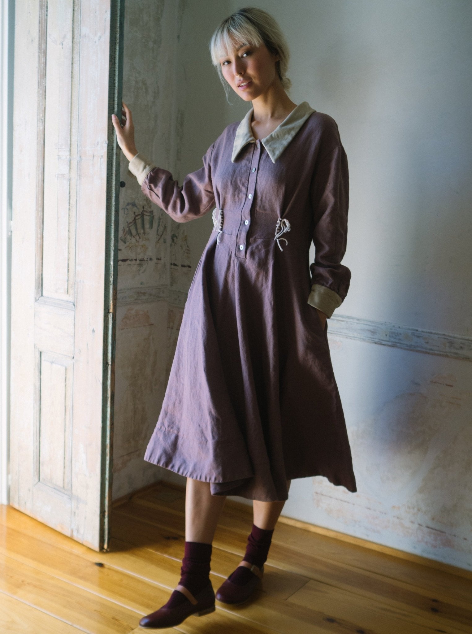 Classic Full-Circle Voluminous Linen Dress - NOAH-1 - MajulaHandmade