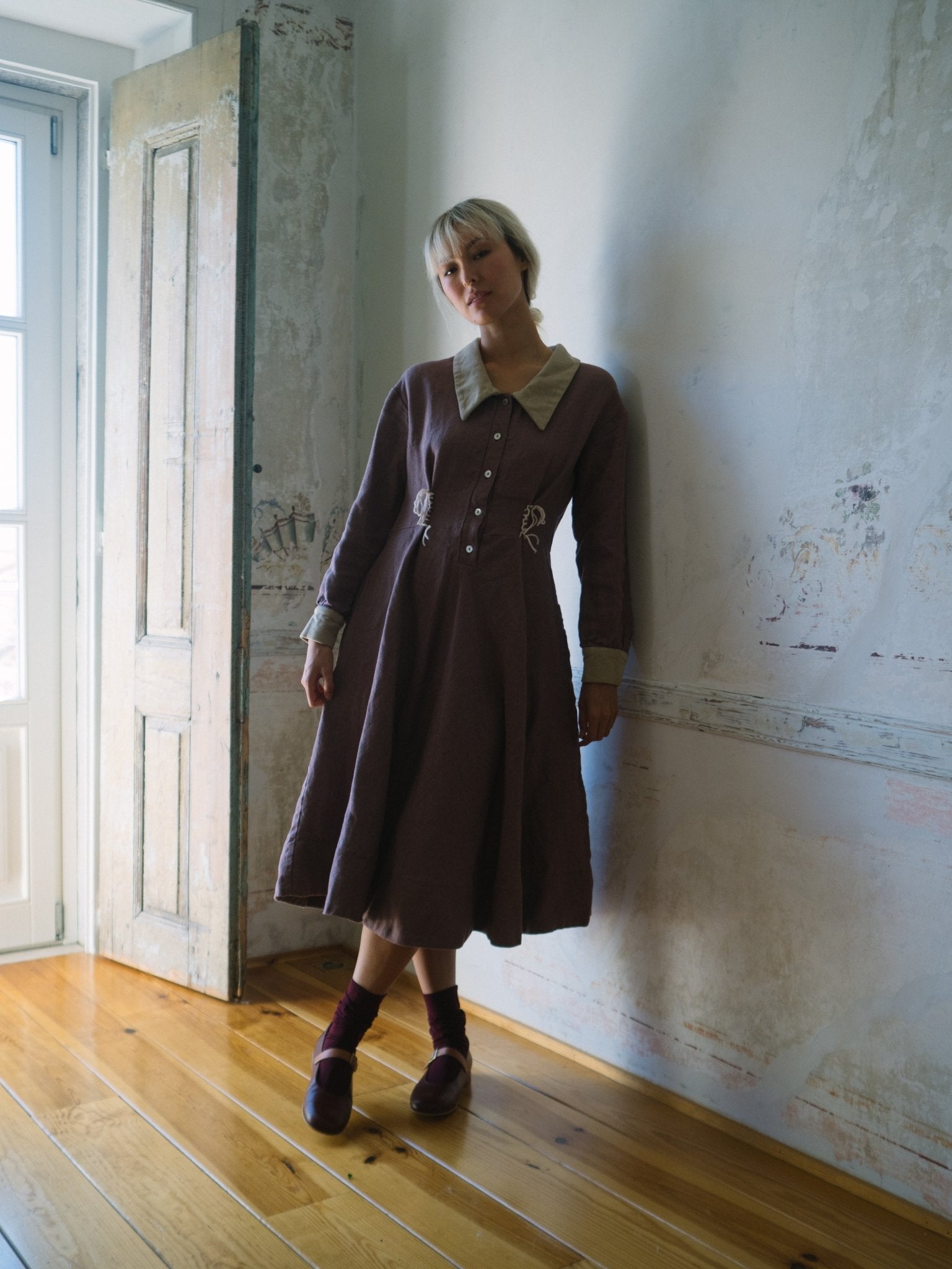 Classic Full-Circle Voluminous Linen Dress - NOAH-2- MajulaHandmade