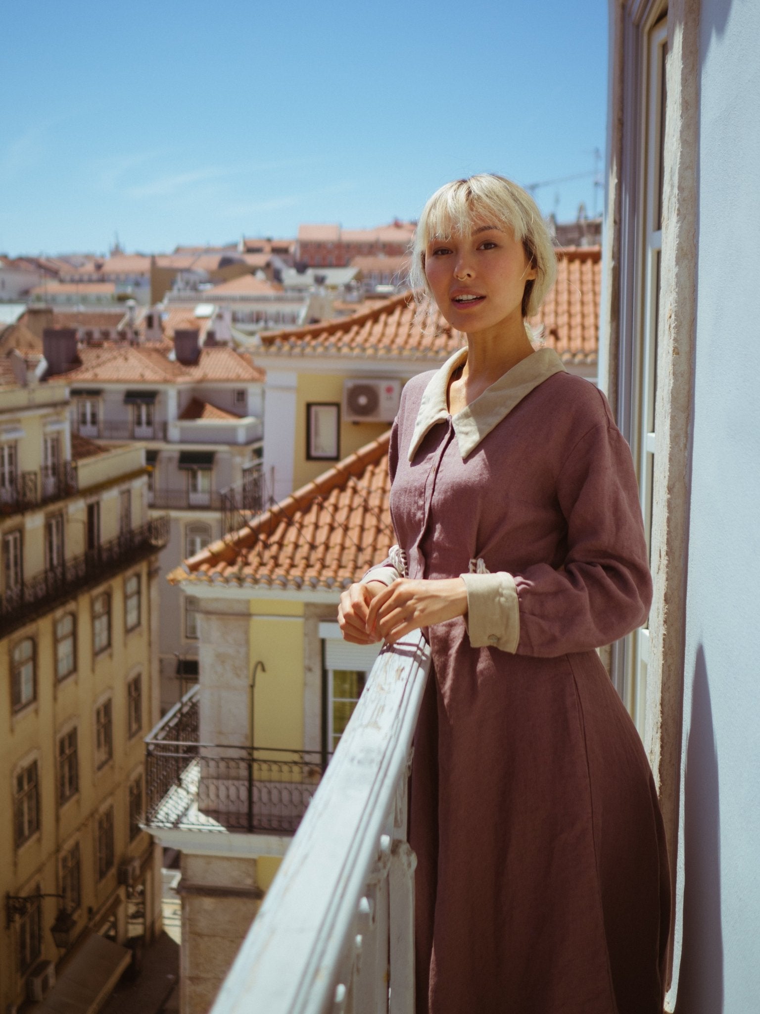 Classic Full-Circle Voluminous Linen Dress - NOAH-4 - MajulaHandmade