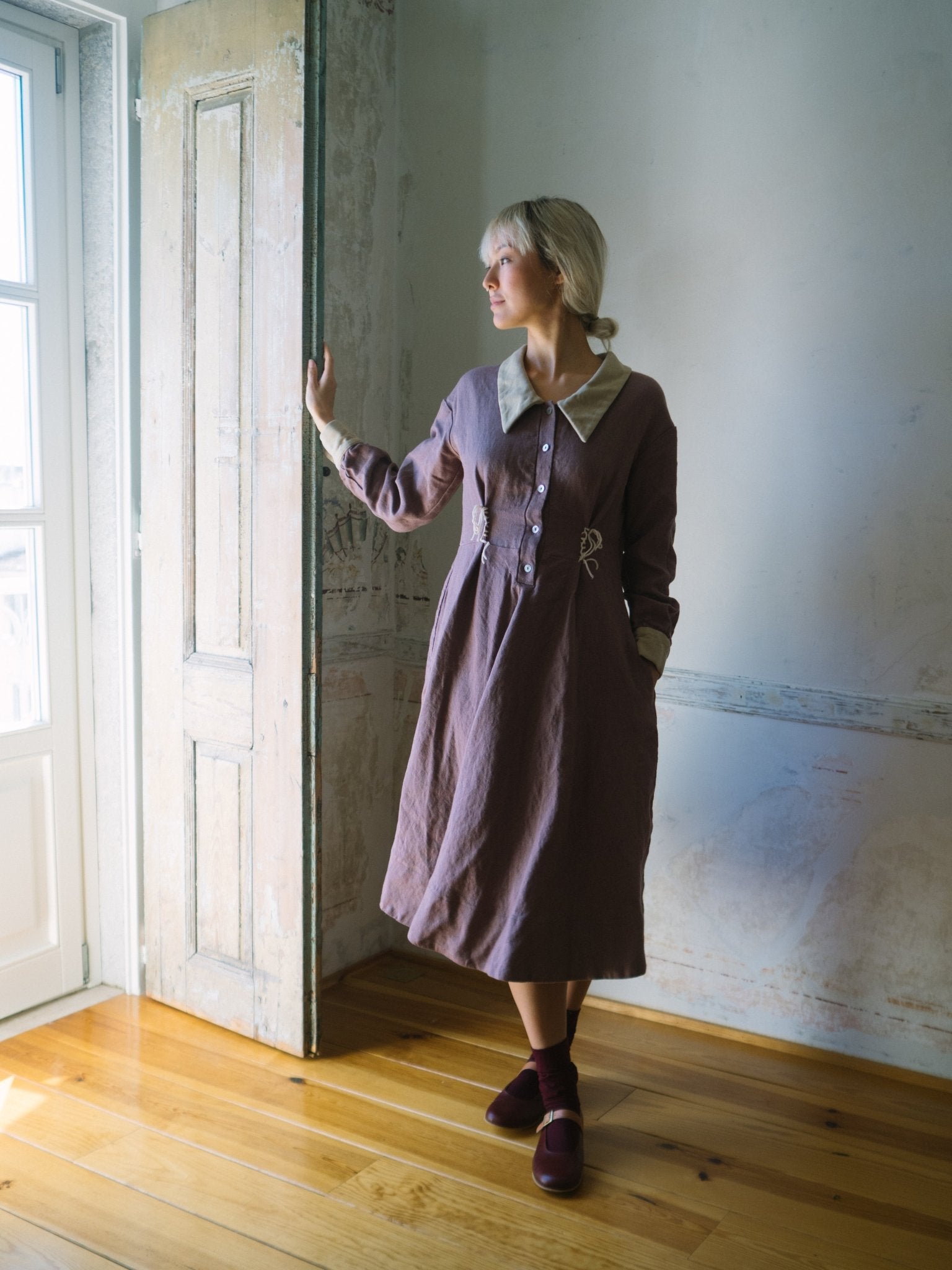 Classic Full-Circle Voluminous Linen Dress - NOAH-6- MajulaHandmade