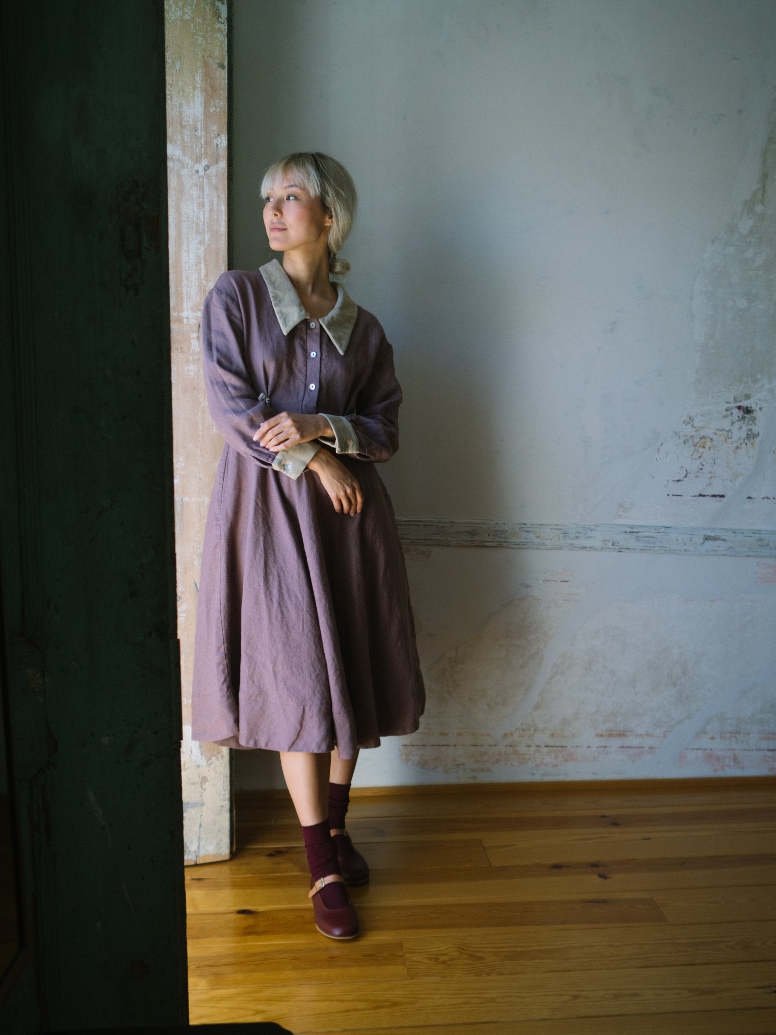 Classic Full-Circle Voluminous Linen Dress - NOAH-7 - MajulaHandmade