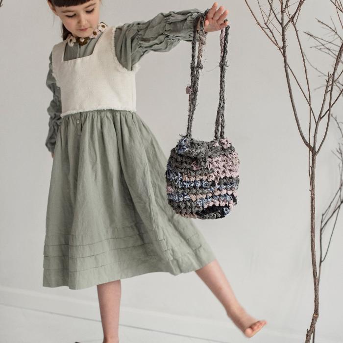 Dress with Detachable  Linen Vest - WATERMINT-3 - MajulaHandmade