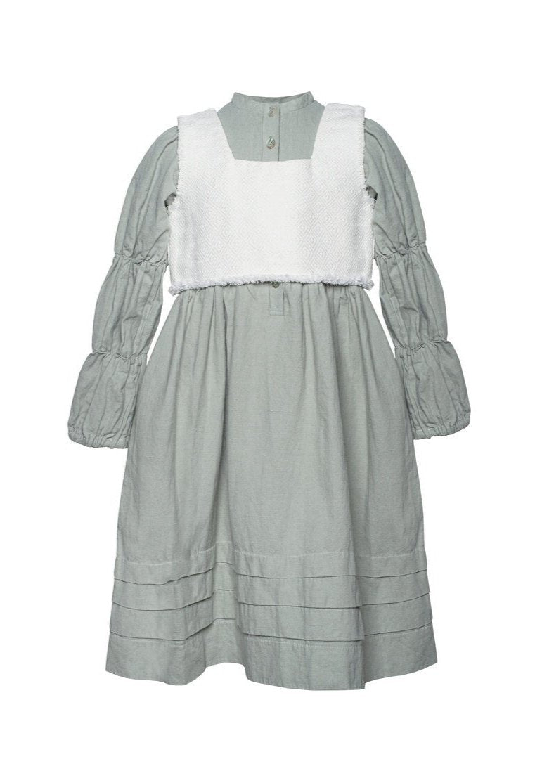 Dress with Detachable  Linen Vest - WATERMINT - MajulaHandmade