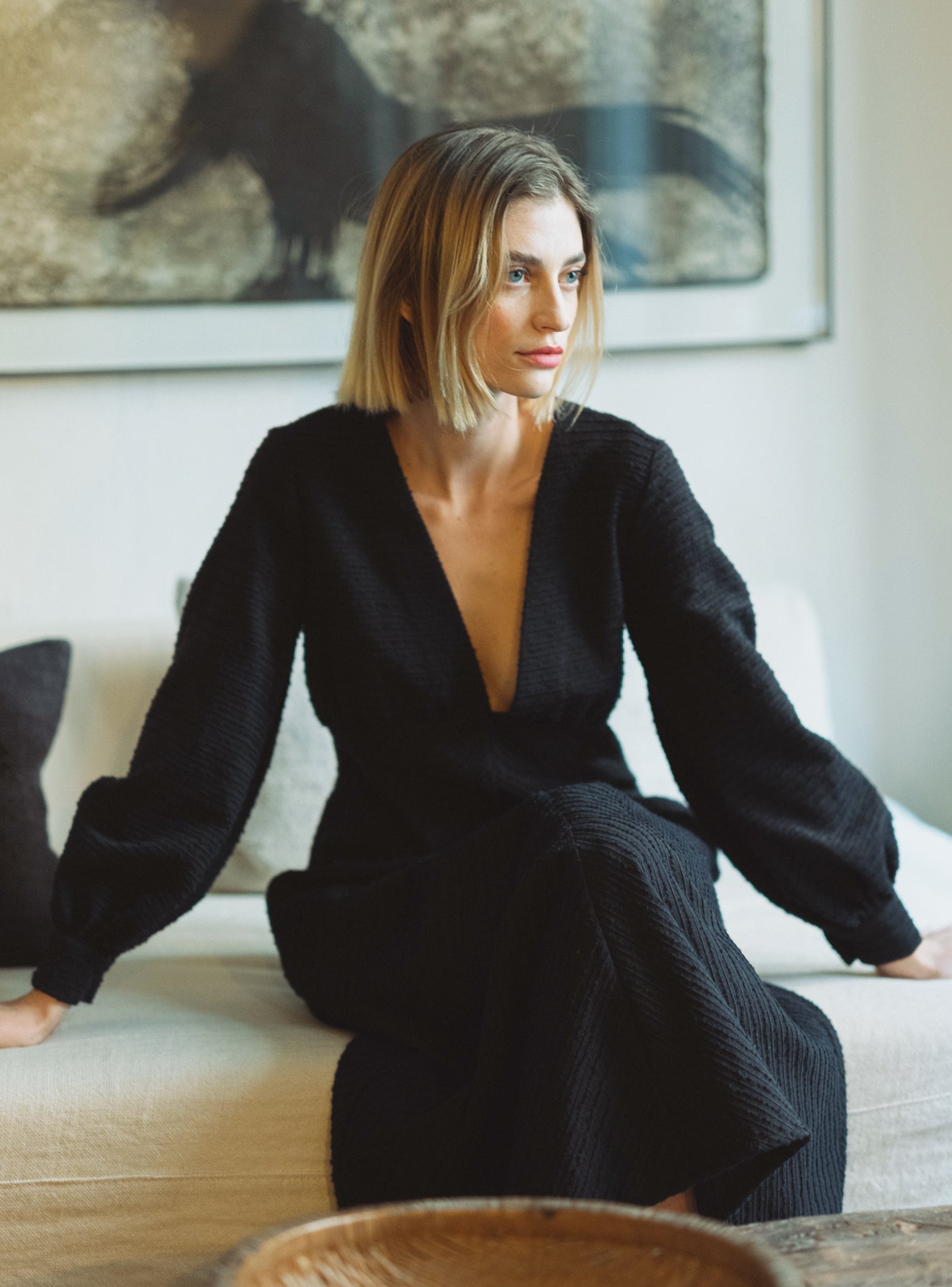 Elegant long wool dress - MEDEJA-1 - MajulaHandmade