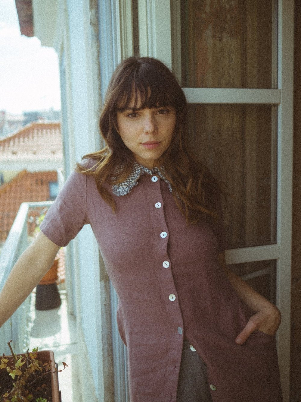 Fitted Mini Shirt Dress - MIRNA-1 - MajulaHandmade