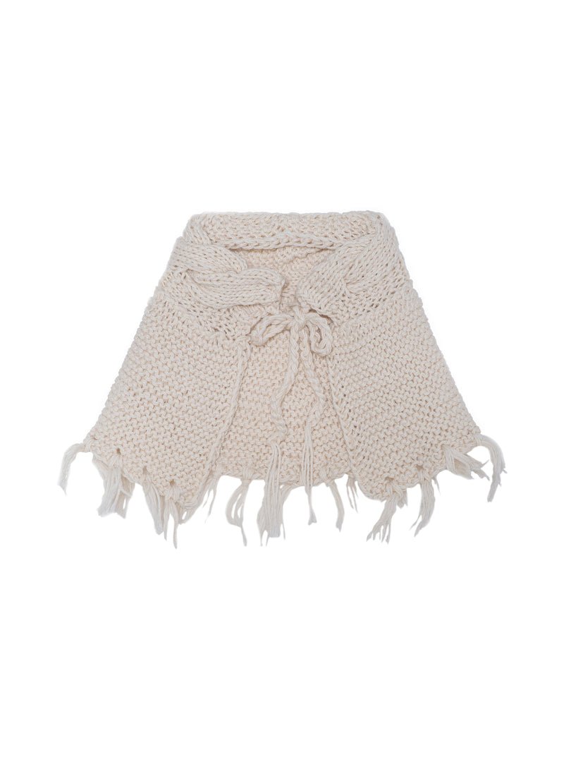 Hand knitted collar with fringes 1- MajulaHandmade