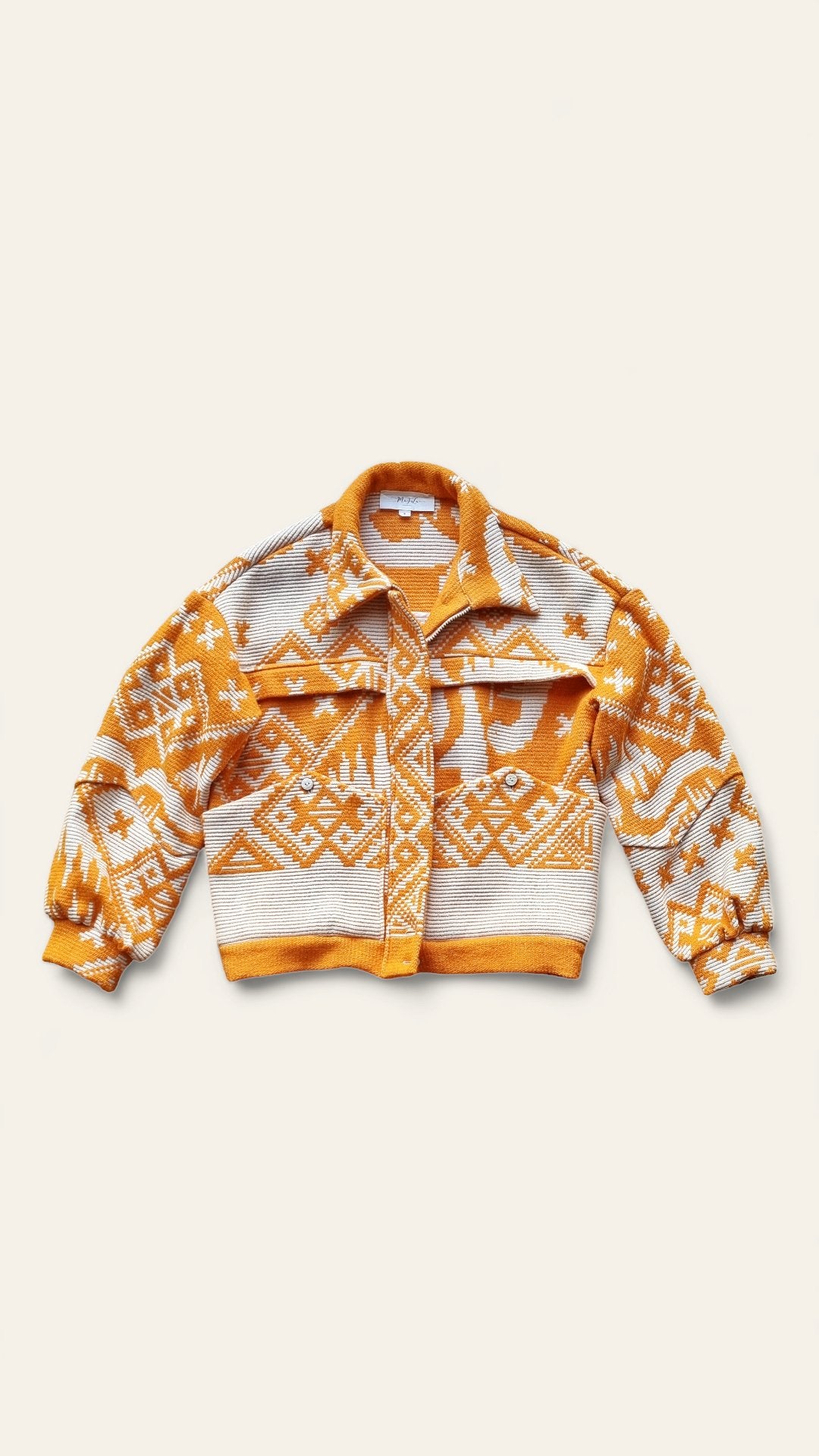 Heritage wool bomber jacket AGOTA/ ORANGE-2 - MajulaHandmade