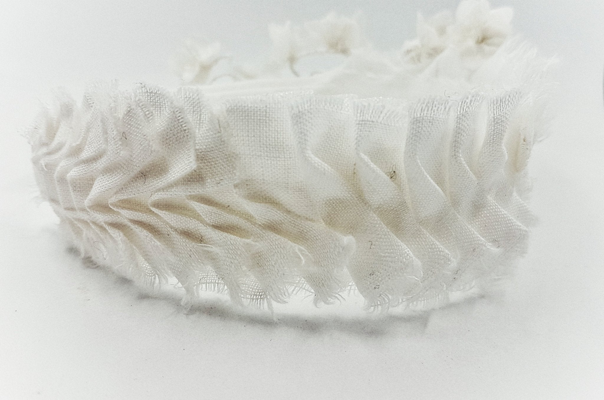 Linen and Silk Satin Gardenia Headband-2 - MajulaHandmade