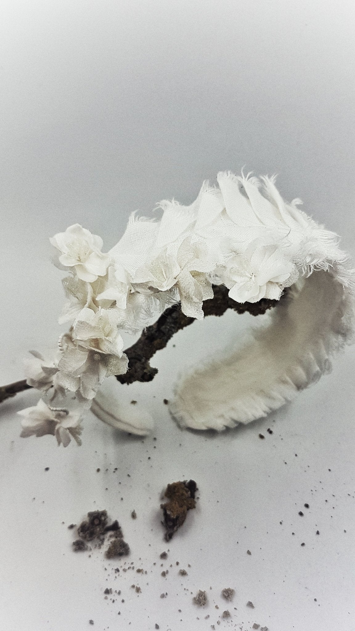 Linen and Silk Satin Gardenia Headband-4 - MajulaHandmade