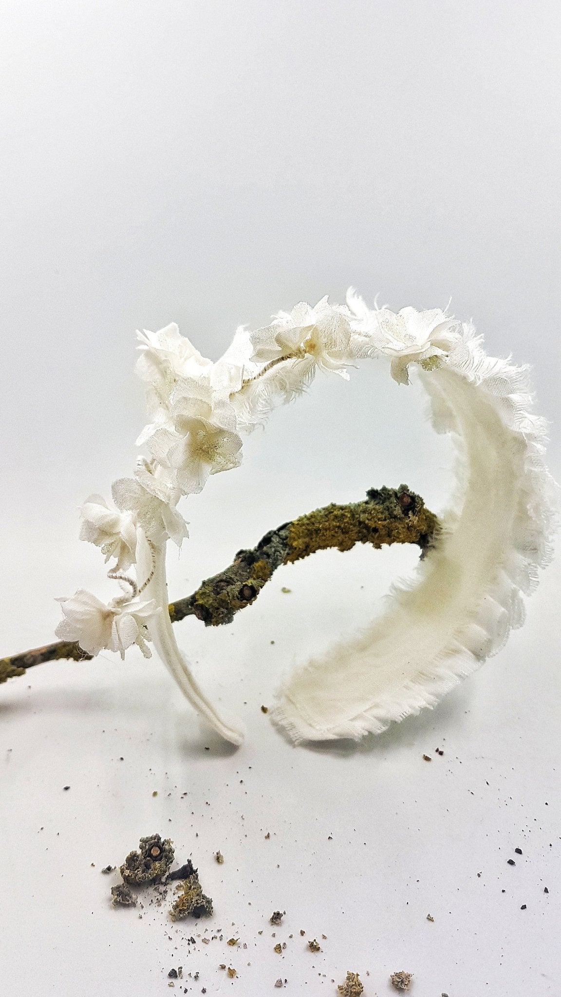 Linen and Silk Satin Gardenia Headband-6 - MajulaHandmade