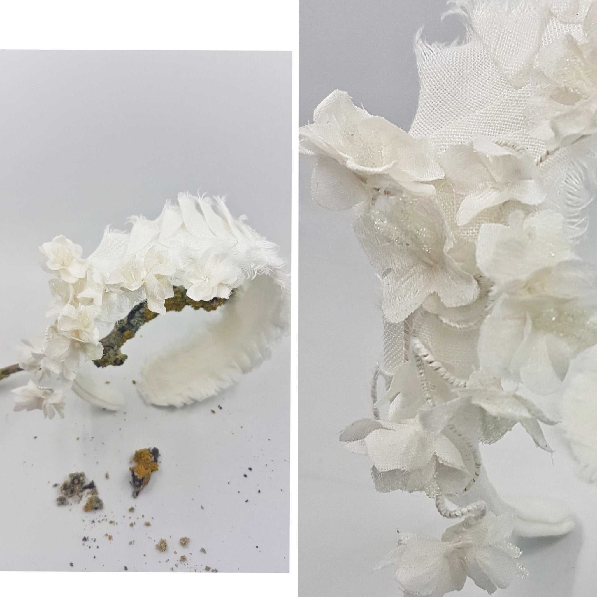 Linen and Silk Satin Gardenia Headband-8 - MajulaHandmade