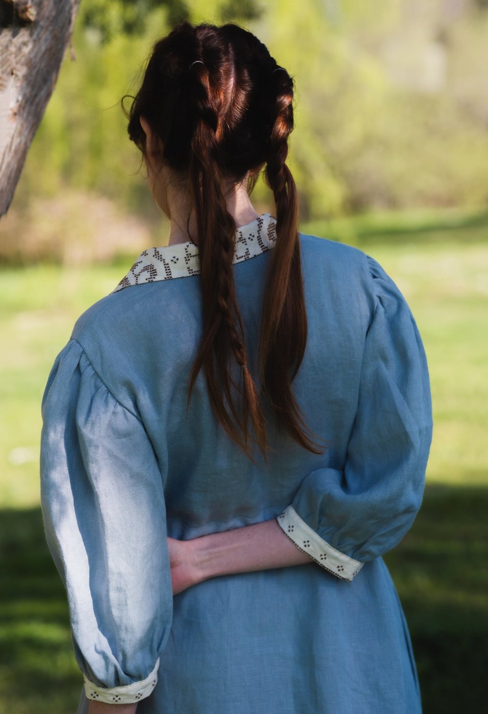 Long linen ocean blue dress - CLARABELLE-1 - MajulaHandmade