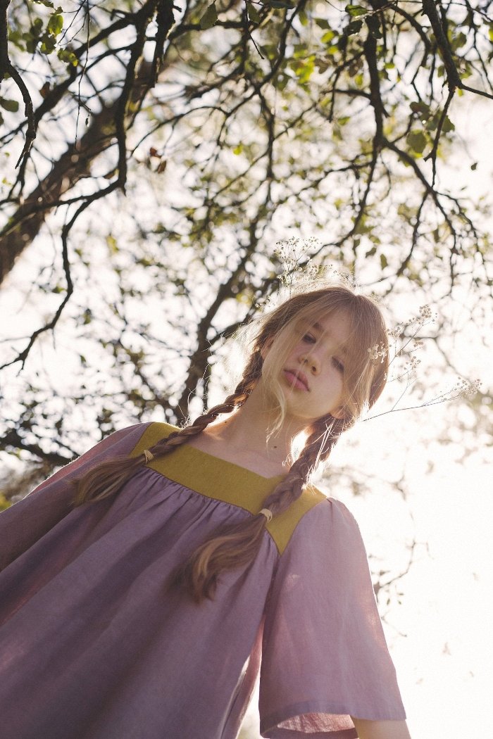 Loose design girl's  linen dress - ELIDY-1- MajulaHandmade