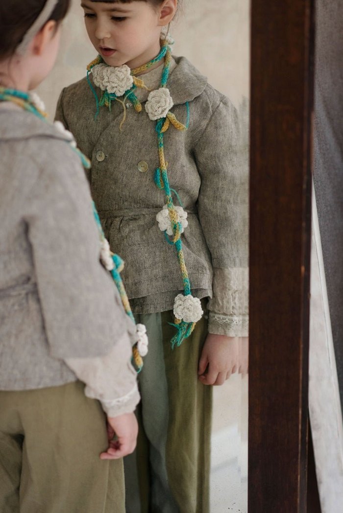 Mélange linen jacket - CARAWAY-3- MajulaHandmade