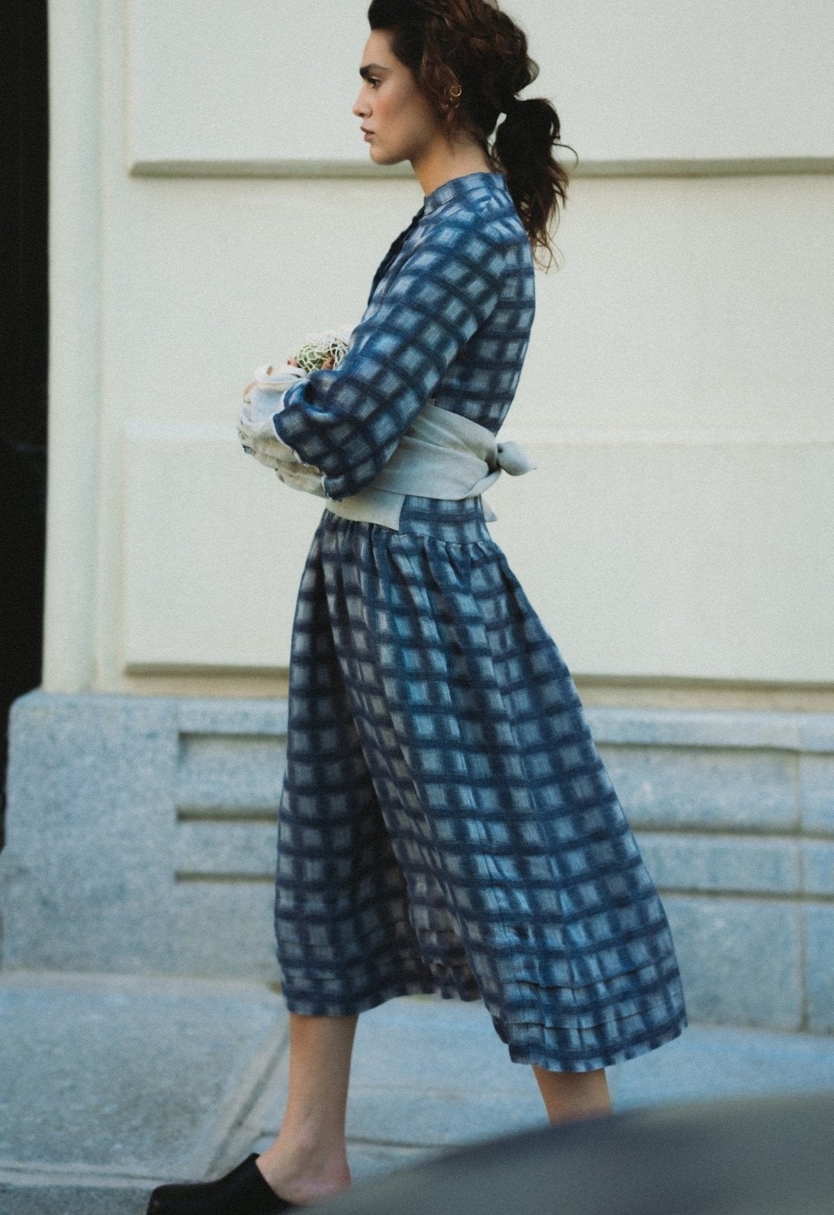 Modern Romantic Plaid Linen Dress - PAULI-11 - MajulaHandmade