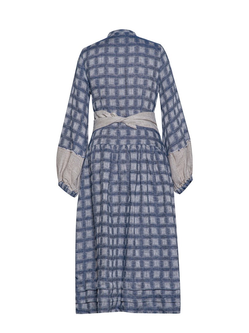 Modern Romantic Plaid Linen Dress - PAULI-2 - MajulaHandmade
