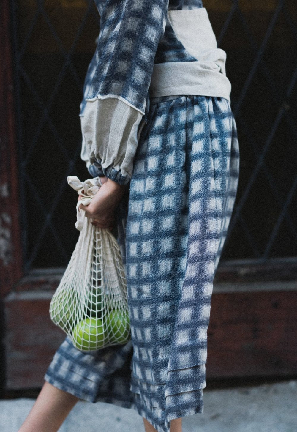 Modern Romantic Plaid Linen Dress - PAULI-6 - MajulaHandmade