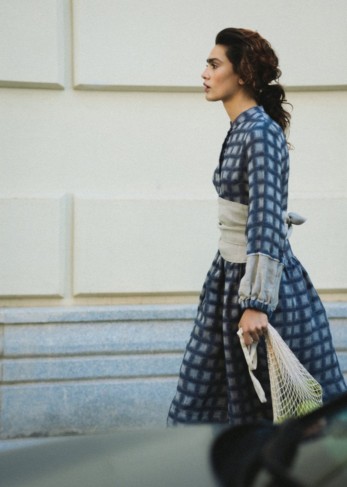 Modern Romantic Plaid Linen Dress - PAULI - MajulaHandmade