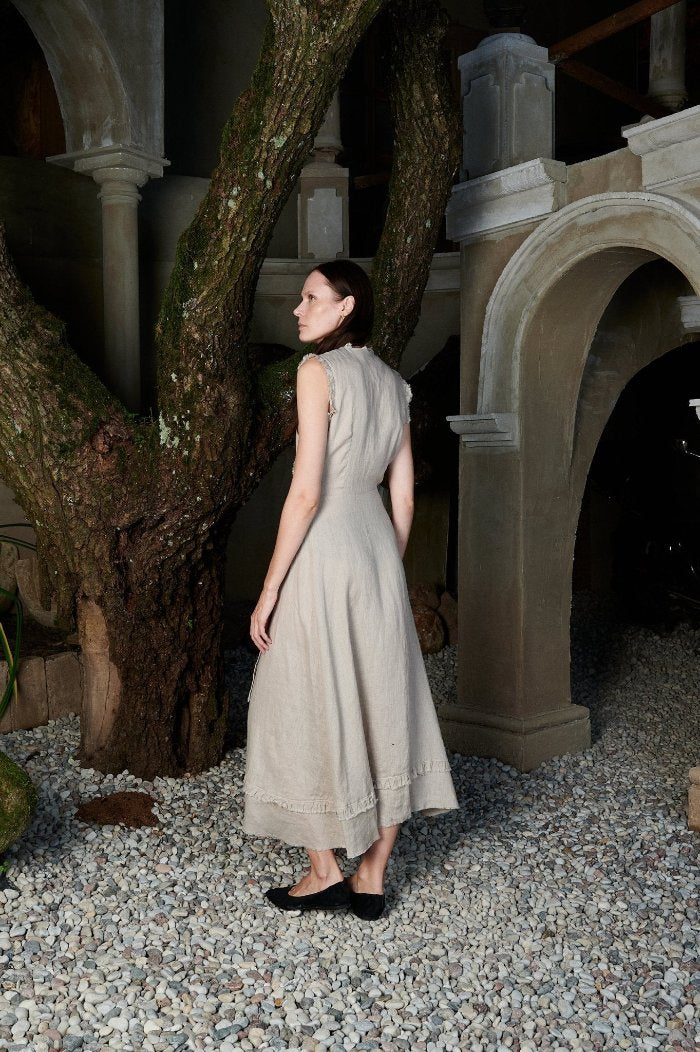 Overlap wrap linen maxi dress -EVELYN- MajulaHandmade-5