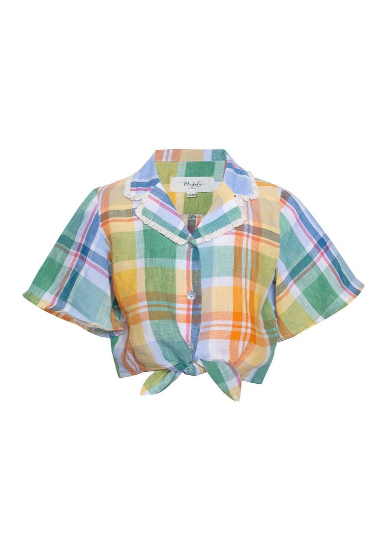 Plaid retro-inspired girl's shirt - AKIKO - MajulaHandmade