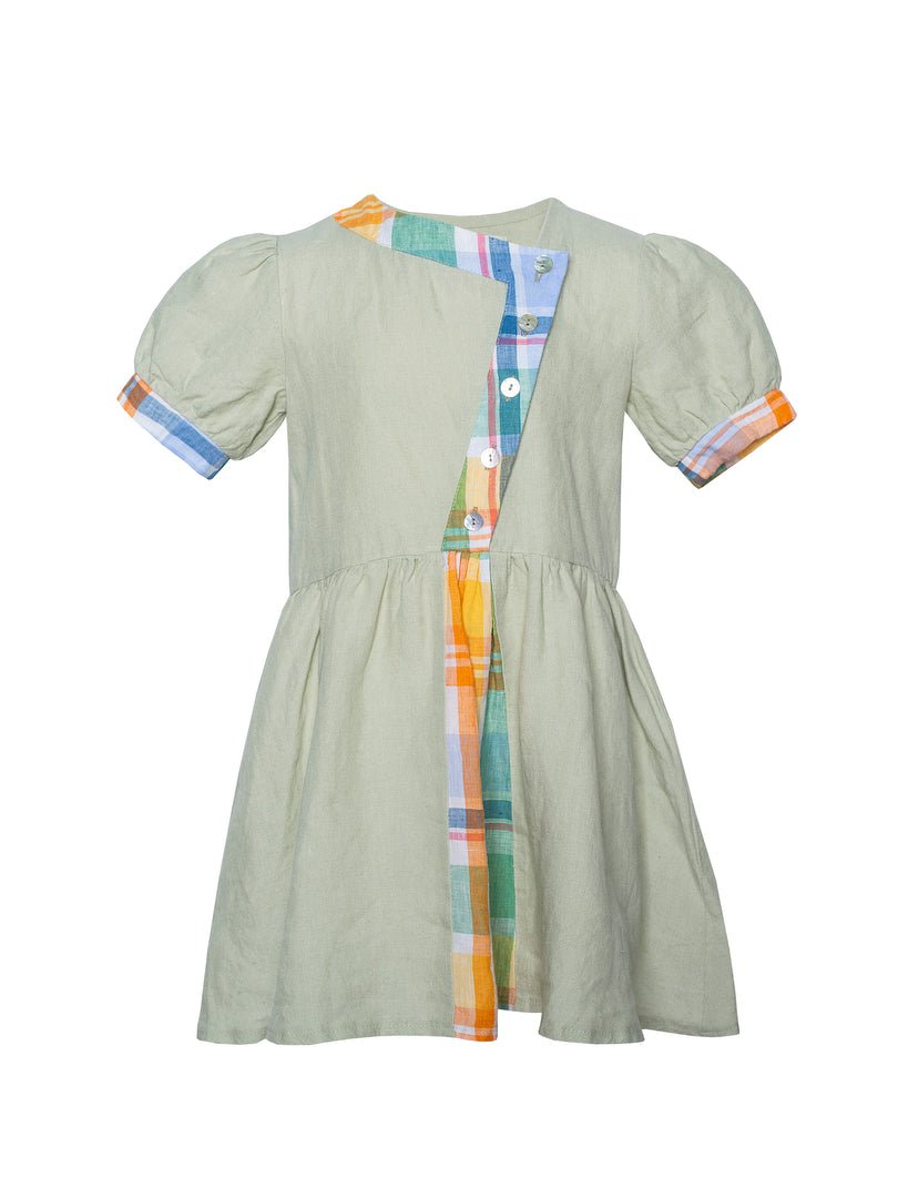 Retro-inspired girl's mini linen dress - CLARABELLE-3 - MajulaHandmade