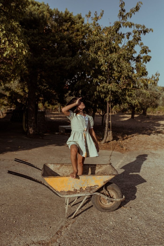 Retro-inspired girl's mini linen dress - CLARABELLE-4- MajulaHandmade