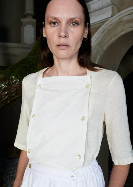 Retro-inspired lightweight linen blouse - FLO - MajulaHandmade