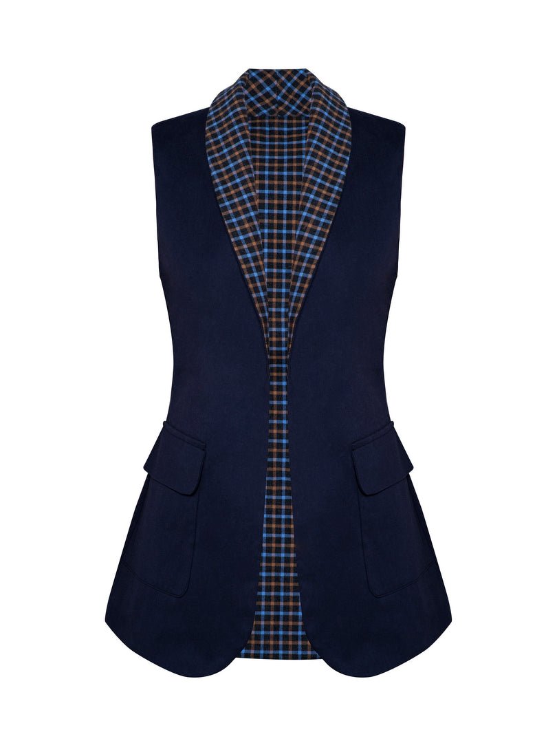 Reversible V-Neck Fitted Vest - NAGI-2 - MajulaHandmade