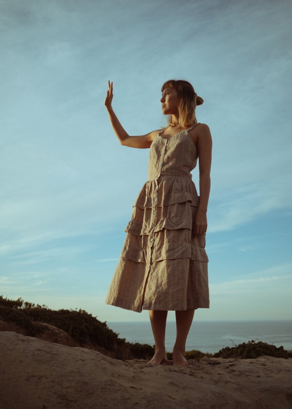 Romantic Feminine Linen Dress - DIVA - MajulaHandmade