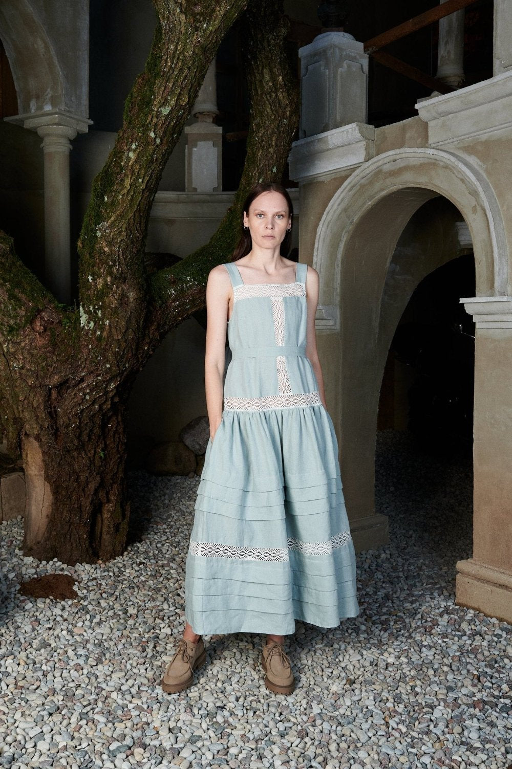 Romantic Maxi Dress with Lace - VERONICA-2 - MajulaHandmade