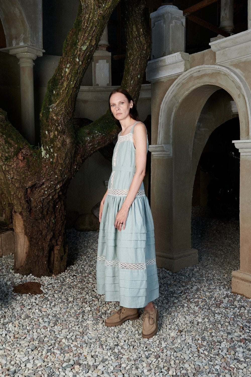 Romantic Maxi Dress with Lace - VERONICA-3 - MajulaHandmade