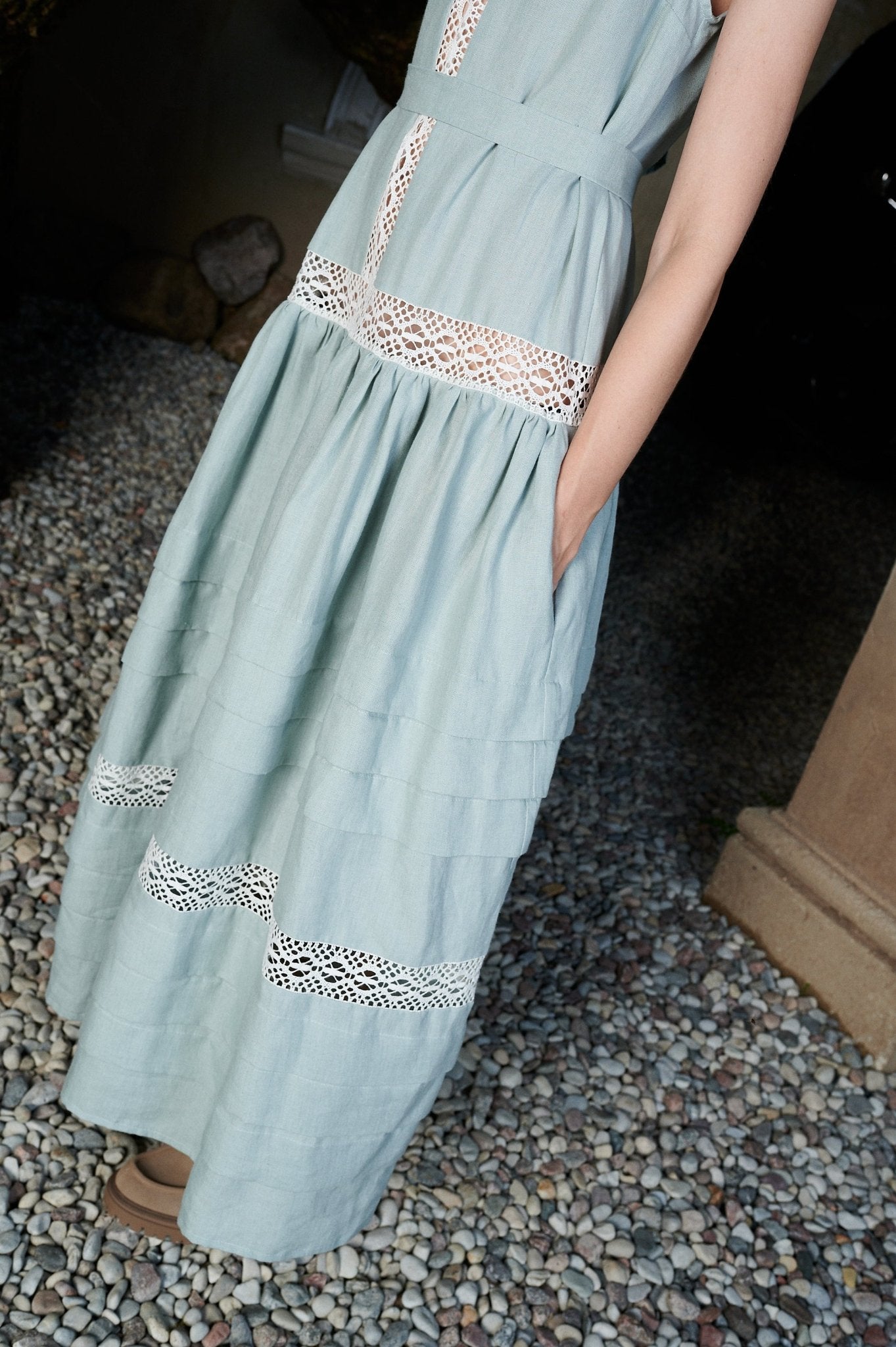 Romantic Maxi Dress with Lace - VERONICA-5 - MajulaHandmade