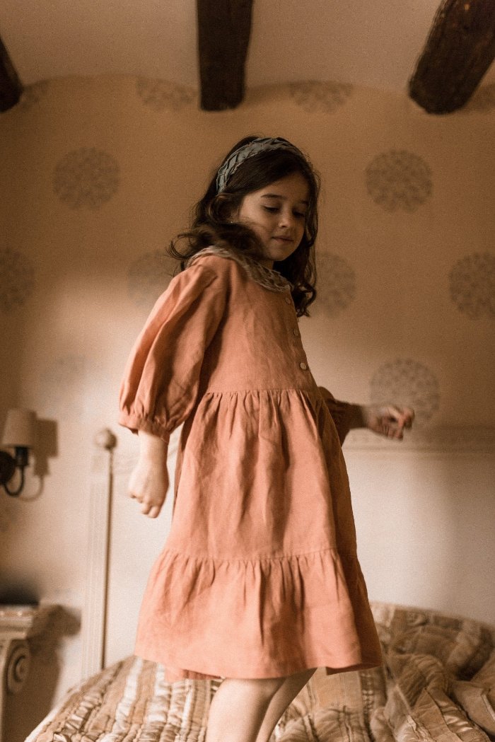 Romantic girl's linen dress - ORIANA-1 - MajulaHandmade