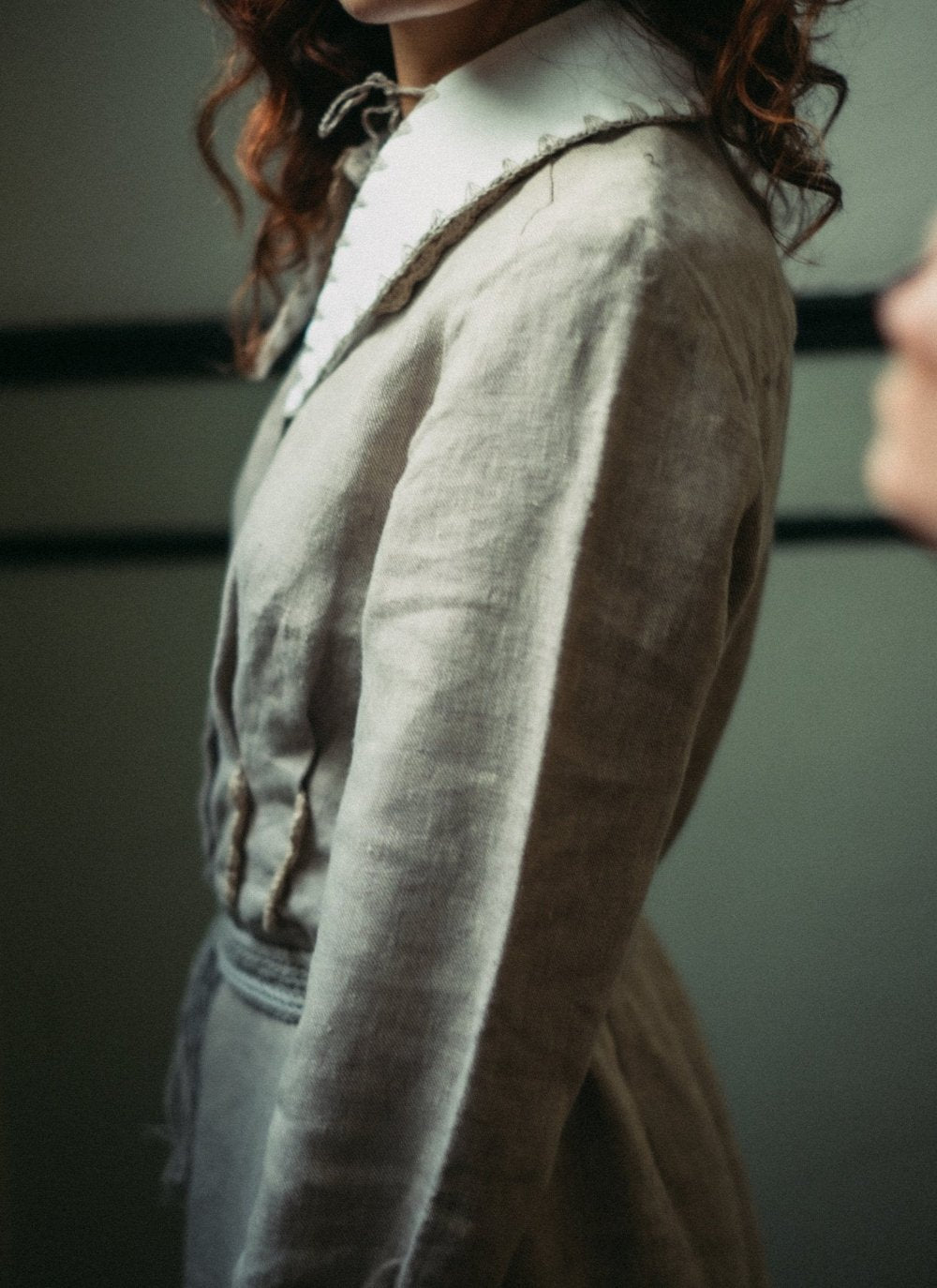 Shirt-Style Fitted Linen Dress - DINESA-4 - MajulaHandmade