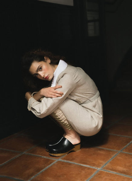 Shirt-Style Fitted Linen Dress - DINESA - MajulaHandmade