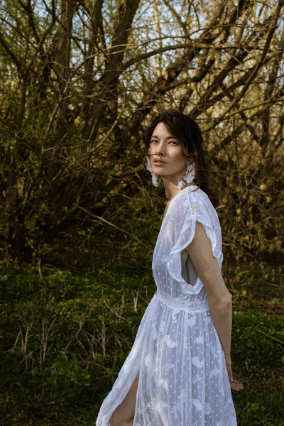 Silk Gardenia Flower earrings - MajulaHandmade