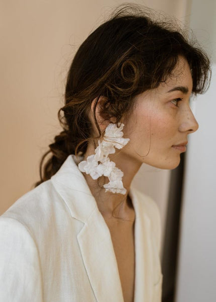 Silk Gardenia Flower earrings - MajulaHandmade